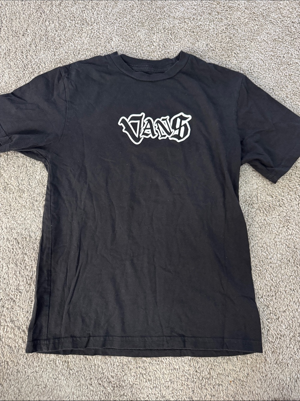Vans Black Short Sleeve Tee with White Script Logo